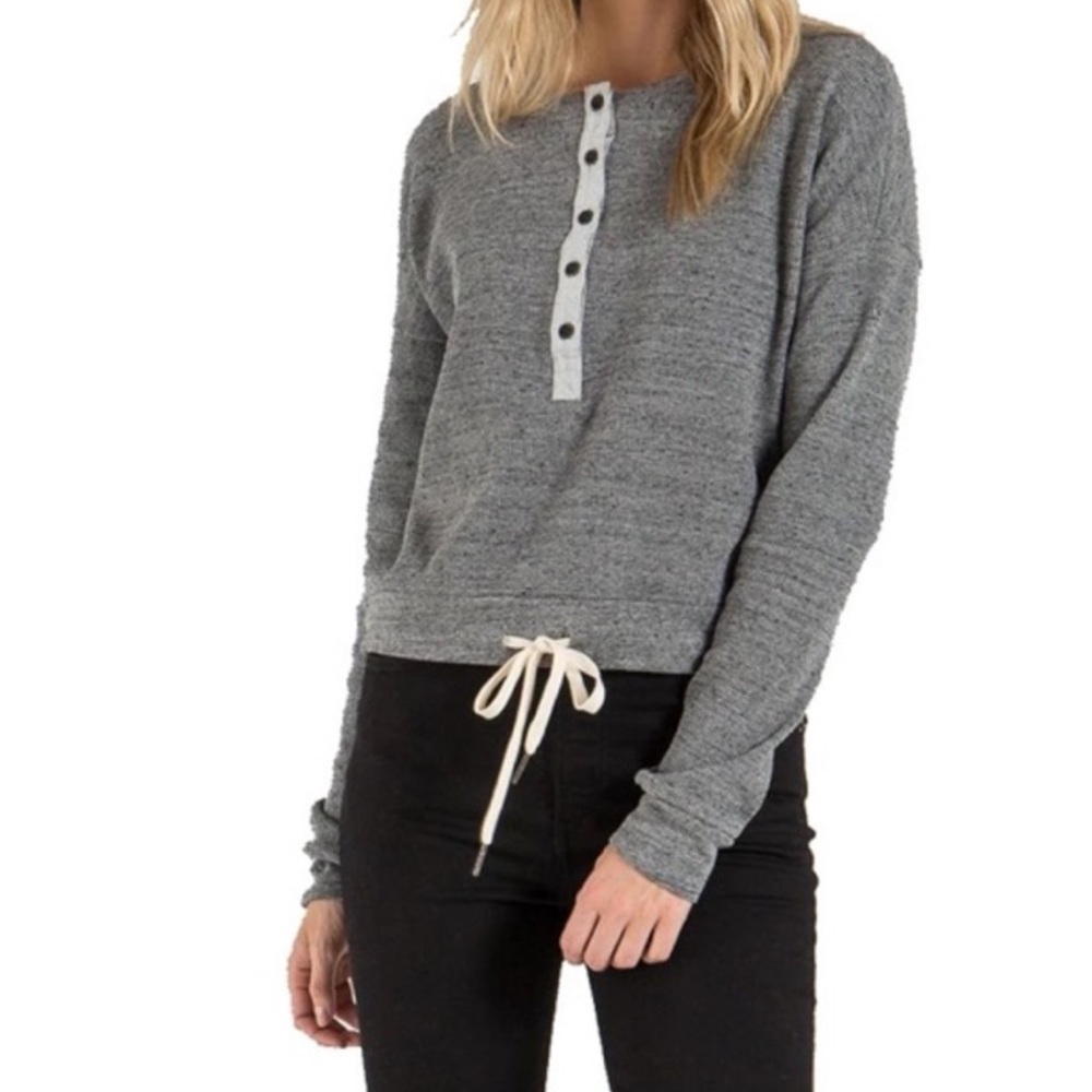 N: Philanthropy Gray Long Sleeve Waffle Henley Large